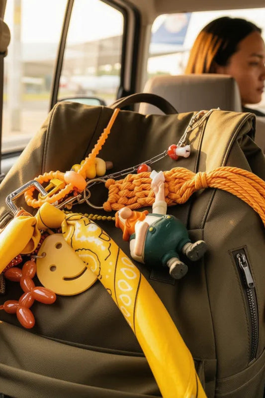 porte bonheur orange jaune, gri-gri bijou de sac, cadeau